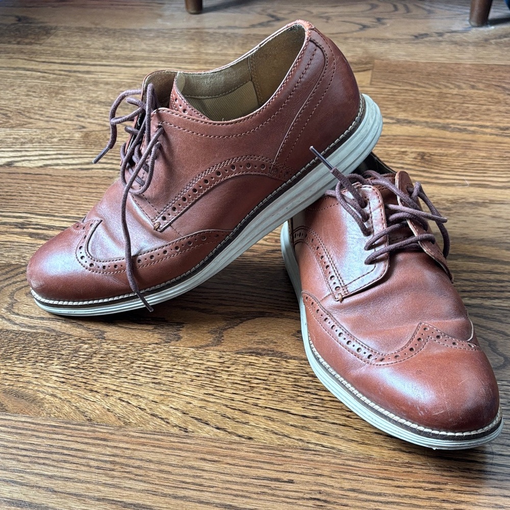 Cole Haan Men's Brown Leather Wingtip Shoes